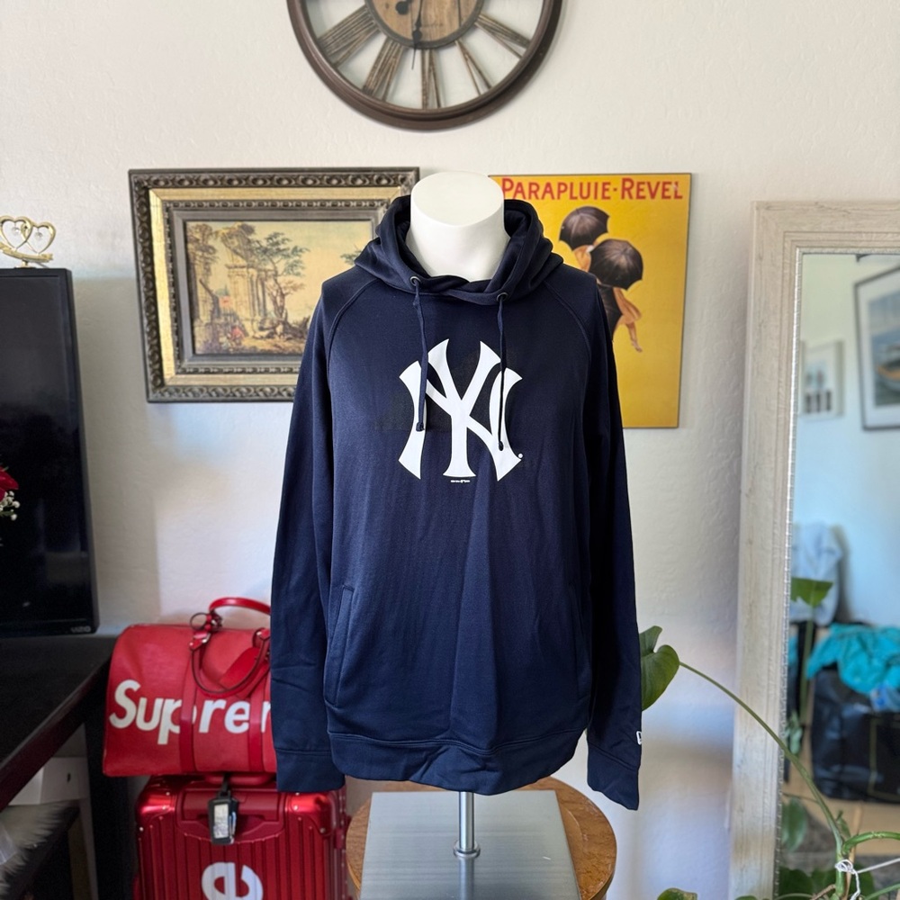 New Era Navy Men's Sweater with White Logo